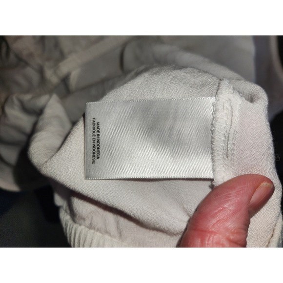 Express White Lace V-Neck Blouse Long Sleeve Elastic Hem Top L embroidered boho - Picture 6 of 8